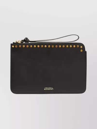 Isabel Marant Studded Wrist Strap Flat Clutch Bag In Black