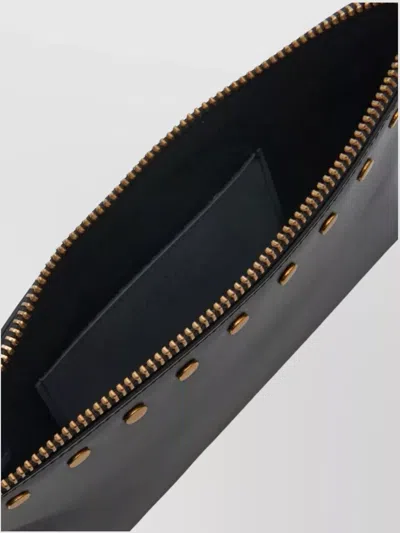 Isabel Marant Studded Wrist Strap Flat Clutch Bag In Black