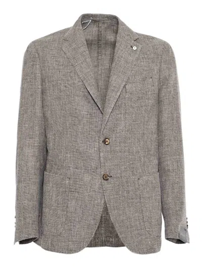 Luigi Bianchi Tailored Textured Jacket With Subtle Check Pattern In Neutral