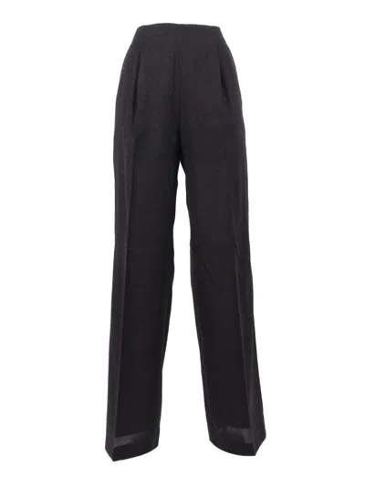 Alberta Ferretti Wide-leg Trousers With High Waist And Pleated Detail In Blue