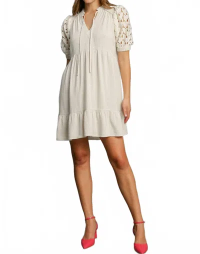 Umgee Linen Tiie Front Mini In Beige In Neutral