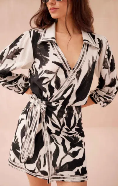 Omika Avery Wrap Mini Dress In Caviar In Black