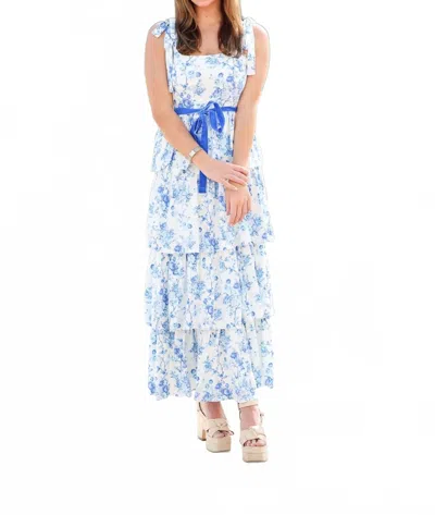 Tcec Rosette Midi Dress In Blue In Blue