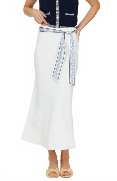Current Air Bias Midi Skirt In White In Neutral