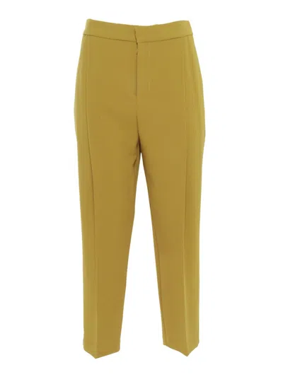 Elisabetta Franchi Tailored Trousers With Smooth Finish And Subtle Crease In Yellow