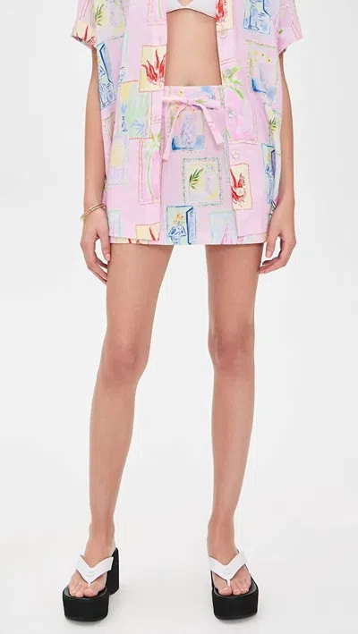 Show Me Your Mumu Bay Street Skirt In Summer Soliel Linen In Multi