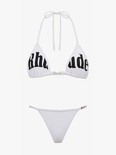 Rhude Logo Two-piece Swimsuit In Gray