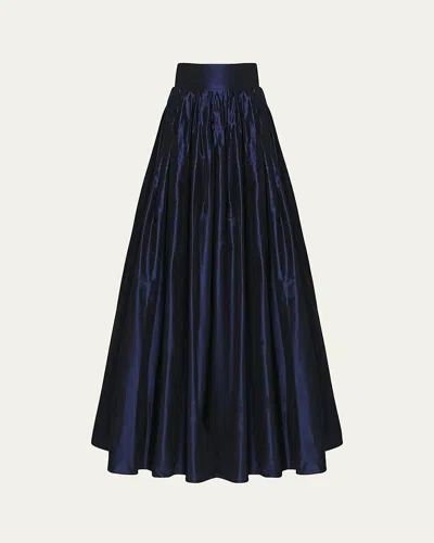 Carolina Herrera Pleated Silk Ball Skirt In Blue