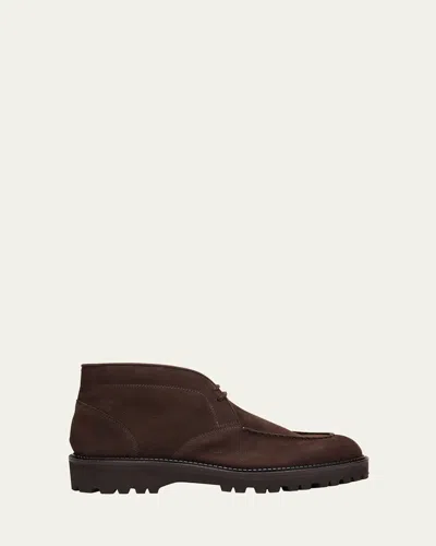 John Lobb Suede Field Chukka Boots In Brown