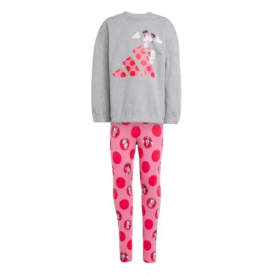 Adidas Originals (ps) Adidas X Disney Minnie Mouse Joggers Set 'grey Pink' In Multi