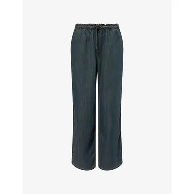 Samsoe & Samsoe Womens Burnt Oak Satopiarya Drawstring Woven Trousers In Blue