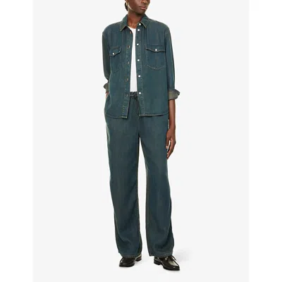 Samsoe & Samsoe Womens Burnt Oak Satopiarya Drawstring Woven Trousers In Blue