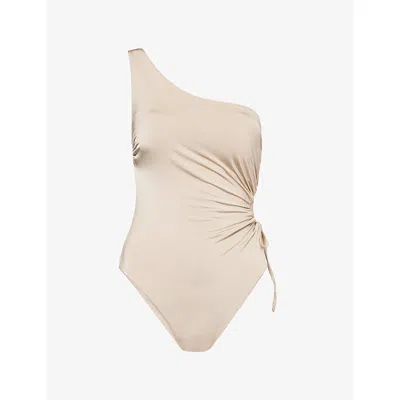 Max Mara Womens Beige Canarie Asymmetric Swimsuit In Neutral