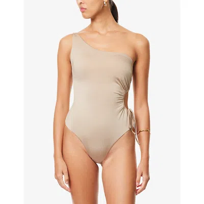Max Mara Womens Beige Canarie Asymmetric Swimsuit In Neutral