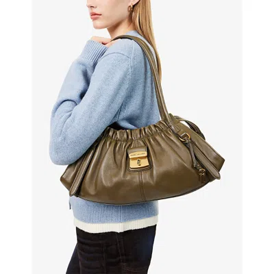 Marc Jacobs Womens Beech Cristina Logo-plaque Leather Satchel Bag In Brown