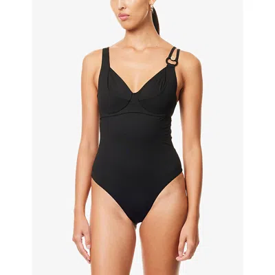 Max Mara Beachwear Corinna C Cup Black Swimsuit In Black