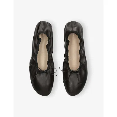 The Row 10mm Hereditas Leather Ballerina Flats In Black