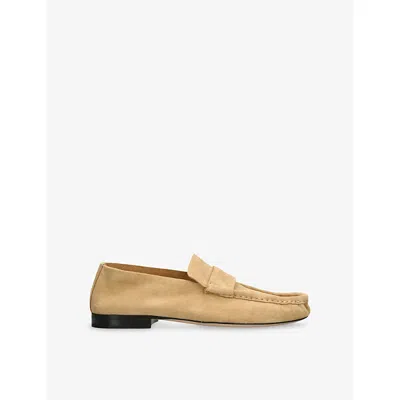 The Row Calf Suede Slip-on Loafers In Yellow