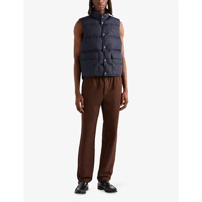 Prada Re-nylon Puffer Vest In Blue