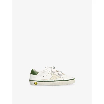 Golden Goose Kids Old School Leather And Suede Star Trainers In White