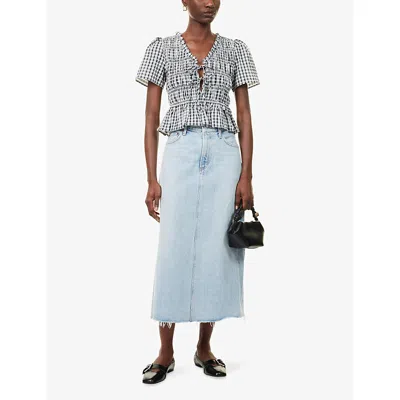 Rails Womens Ash Seersucker Portia Check-print Woven Top Xs In Multi