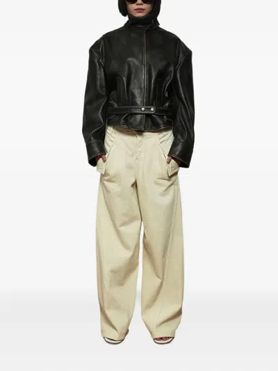 Christopher Esber Burnished Belted Leather Jacket In Black