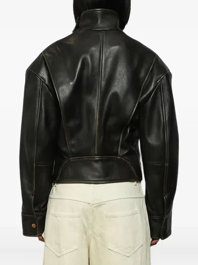 Christopher Esber Burnished Belted Leather Jacket In Black