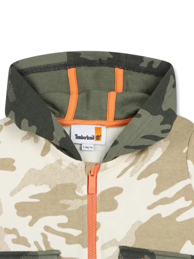 Timberland Camouflage-print Hoodie In Gray