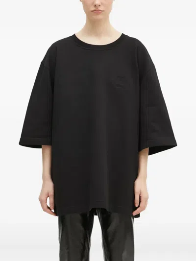 Fiorucci Logo-embroidered Three-quarter Sleeve T-shirt In Blue