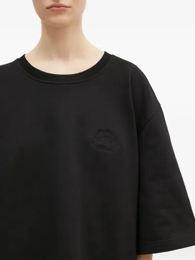 Fiorucci Logo-embroidered Three-quarter Sleeve T-shirt In Blue