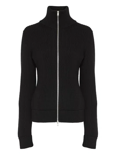 Maison Margiela Black Wool Zip-up Cardigan In Black