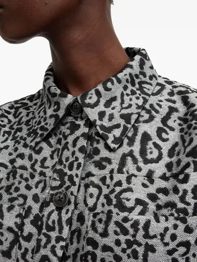 Allsaints Jemi Leopard Print Button-up Shirt In Gray