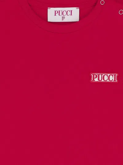 Pucci Junior Logo-patch Ruffled Dress In Red