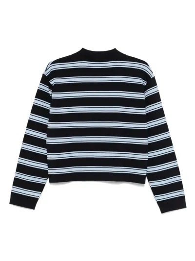 Sandro Striped Polo Top In Blue