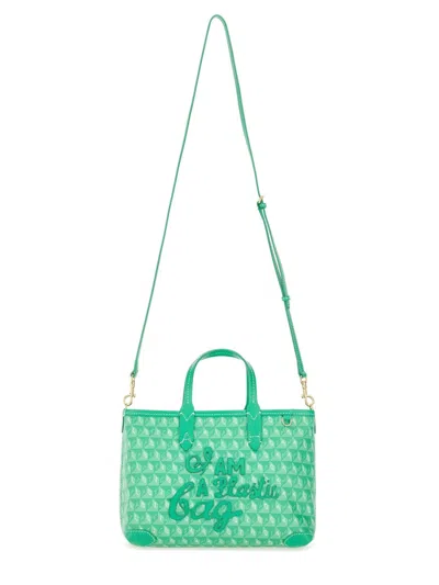 Anya Hindmarch Compact Recycled Canvas Tote Bag With Playful Pattern In Green