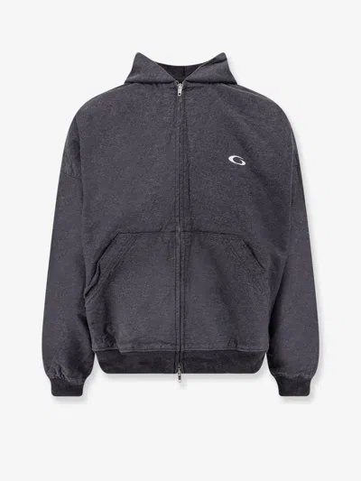 Balenciaga Men Grey Sweatshirt With Fixed Hood And Logo Detail On The Front In Cotton Man In Blue