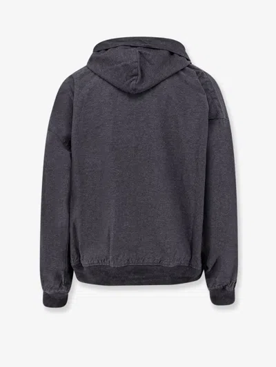 Balenciaga Men Grey Sweatshirt With Fixed Hood And Logo Detail On The Front In Cotton Man In Blue