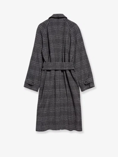 Balenciaga Vintage Checked Wool One Layer Raglan Coat Clothing In Black