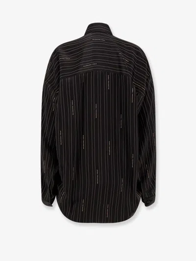 Balenciaga Pinstriped Black Button-down Shirt Women In Brown