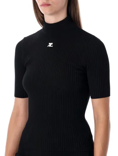 Courrèges Courreges Woman Turtleneck Black Size Xs Viscose, Polyester In Black