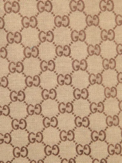 Gucci Beige Crewneck Mini Dress With Horsebit On The Front In Gg Canvas Woman In Brown