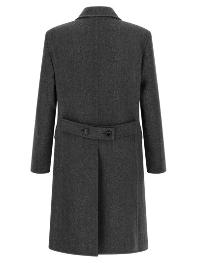 Tom Ford Mens Dark Grey Black Herringbone Double-breasted Wool Coat In Gray