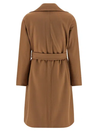 Max Mara Hazelnut Robe Coat In Cashmere Wool And Silk In Brown