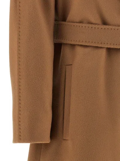 Max Mara Hazelnut Robe Coat In Cashmere Wool And Silk In Brown
