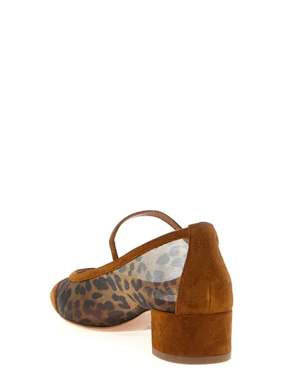 Aquazzura Animal Print Block Heel Square Toe Pumps In Brown