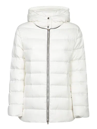 Herno Hooded Zip-up Padded Jacket In White