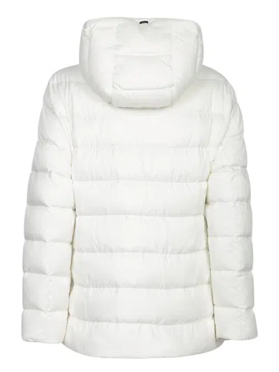Herno Hooded Zip-up Padded Jacket In White