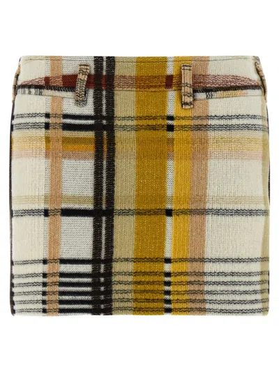 Missoni Plaid Mini Skirt Belt Loops In White