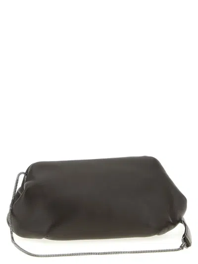 Brunello Cucinelli Chain Strap Shoulder Bag With Soft Texture In Gray