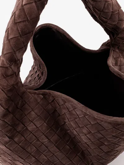 Bottega Veneta Hop Large Shoulder Bag Fondant In Suede In Brown